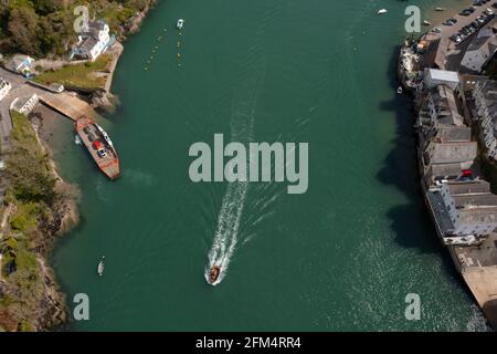 Le ferry de Bodinnick entre Fowey et Polruan, Cornwall, Royaume-Uni Banque D'Images