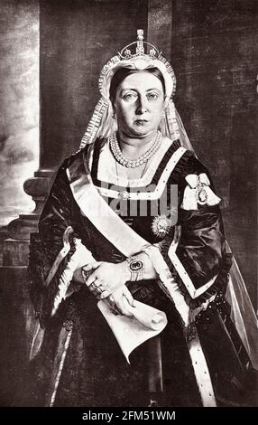 Sa Majesté la reine Victoria (1819-1901), impératrice de l'Inde, portrait imprimé par Bourne & Shepherd, 1877 Banque D'Images