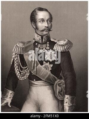 Alexandre II (1818-1881), empereur de Russie (1855-1881), gravure de portrait par DJ Pound, vers 1850 Banque D'Images