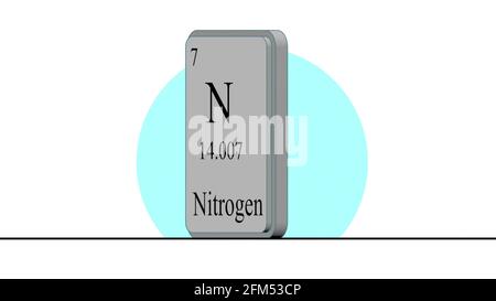 N de l'azote élément chimique. Signe de l'azote avec le numéro atomique ...