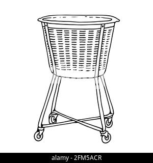 Illustration vectorielle du panier à linge, panier pour linge propre, vêtements, isolé sur fond blanc Illustration de Vecteur