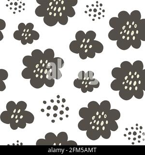 Fleurs et branches motif sans couture, fond floral vectoriel dessiné à la main avec fleurs, feuilles, branches Illustration de Vecteur