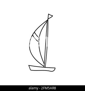 Bateau à voile style doodle Icon.Yacht Voyage été Illustration de Vecteur