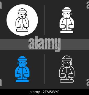 Jeju Island statues icône de thème sombre Illustration de Vecteur