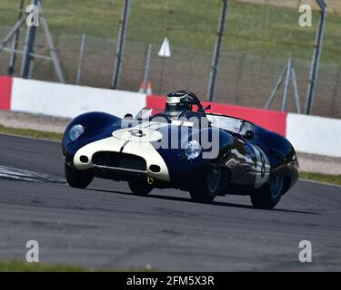 Max Girardo, James Cottingham, Lister Jaguar Costin, RAC Pall Mall Cup pour la pré-66 GT, courses sportives et voitures de tourisme, Donington Historic Festival, Banque D'Images