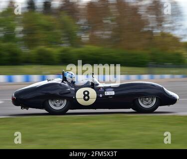 Max Girardo, James Cottingham, Lister Jaguar Costin, RAC Pall Mall Cup pour la pré-66 GT, courses sportives et voitures de tourisme, Donington Historic Festival, Banque D'Images