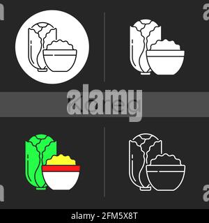Icône de thème sombre Kimchi Illustration de Vecteur