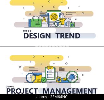 Bannière d'affiche tendance à motif de dessin vectoriel Illustration de Vecteur
