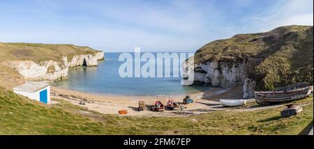 Flamborough dirigez-vous vers le nord en atterrissant par une journée ensoleillée Banque D'Images