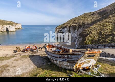 Flamborough dirigez-vous vers le nord en atterrissant par une journée ensoleillée Banque D'Images