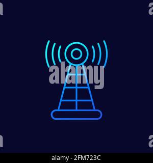 antenne, icône de vecteur de ligne de tour radio Illustration de Vecteur