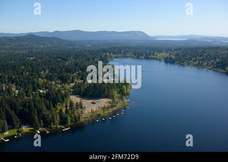 Photo aérienne du lac Shawnigan, île de Vancouver, Colombie-Britannique, Canada. Banque D'Images