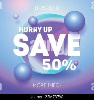Modèle de bannière de vente de site Web d'art moderne. Économisez 50 %. Illustrations de la mode, design d'affiche pour l'impression ou le Web, supports Illustration de Vecteur