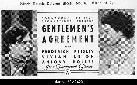 VIVIEN LEIGH (COMME VIVIAN LEIGH) FREDERICK PEISLEY et ANTONY HOLES dans L'ACCORD DE GENTLEMAN 1935 administrateur Anthony Havelock, producteur DE GEORGE PEARSON - Allan British et Dominions Film Corporation / Paramount British Pictures Banque D'Images