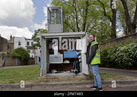 Deptford - Londres (Royaume-Uni) : les niveaux de qualité de l'air sont enregistrés dans le quartier de Lewisham à Londres. Banque D'Images