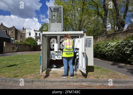 Deptford - Londres (Royaume-Uni) : les niveaux de qualité de l'air sont enregistrés dans le quartier de Lewisham à Londres. Banque D'Images