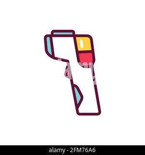 Icône de la ligne de couleur du thermomètre infrarouge sans contact. Elément vectoriel isolé. Pictogramme de contour pour la page Web, l'application mobile, la promotion Illustration de Vecteur