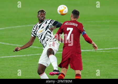 Rome, Italie. 06e mai 2021. Poul Pogba de Manchesterlors de l'UEFA Europa League, demi-finale, 2ème match de football de jambe entre AS Roma et Manchester United le 6 mai 2021 au Stadio Olimpico à Rome, Italie - photo Federico Proietti/DPPI crédit: DPPI Media/Alamy Live News Banque D'Images