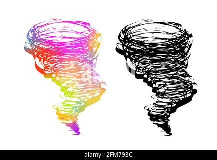 Dessin tourbillonnant avec un stylo. Un cratère de tornade. Illustration vectorielle Illustration de Vecteur