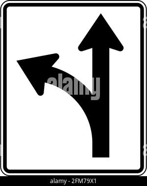 Illustration du panneau de signalisation officiel US pour virage à gauche ou droit Banque D'Images