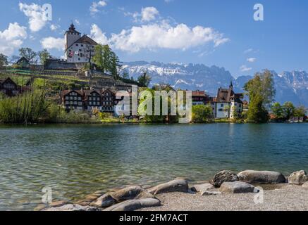 Werdenberg est une ville avec charte historique dans le canton de Saint-Gall, dans l'est de la Suisse. C'est la plus petite ville de Suisse. Banque D'Images