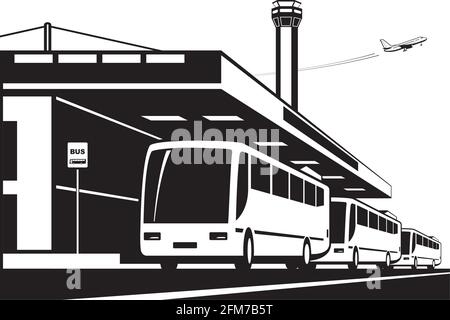 Transfert en bus aéroport – illustration vectorielle Illustration de Vecteur