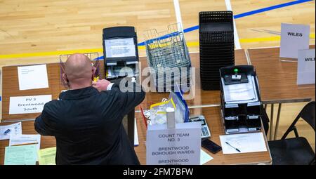 Brentwood Essex 6 mai 2021 Covid Safe County Council Election Count at the Brentwood Centre, Brentwood, Essex, Credit: Ian Davidson/Alamy Live News Banque D'Images