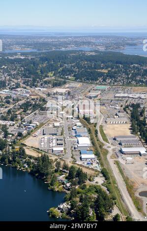 Photo aérienne de Langford et de Langford Lake, île de Vancouver, Colombie-Britannique, Canada. Banque D'Images