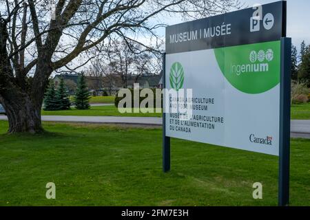 Ottawa (Ontario), Canada - le 1er mai 2021 : une affiche pour le Musée de l'agriculture et de l'alimentation du Canada. Le musée est exploité par la société d'État Ingenium and Banque D'Images