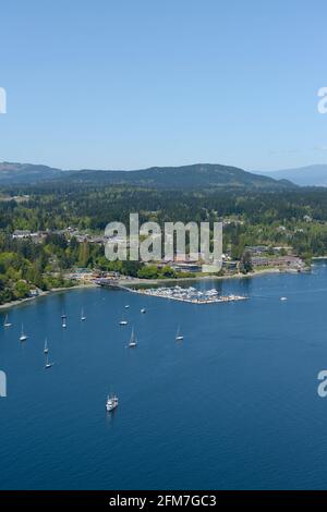 Port de plaisance de Mill Bay, photo aérienne, île de Vancouver (Colombie-Britannique) Banque D'Images