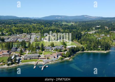 Brentwood College School photographie aérienne, Mill Bay, île de Vancouver, Colombie-Britannique, Canada Banque D'Images
