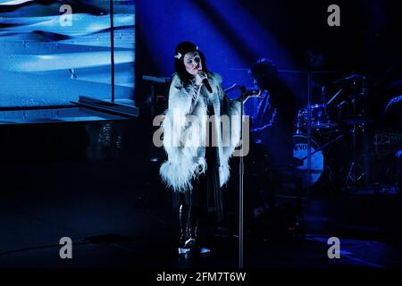 Maia, Portugal. 06e mai 2021. Sonia Tavares du groupe portugais The Gift se produit pendant la musique Maia Fest à Maia. Crédit : SOPA Images Limited/Alamy Live News Banque D'Images