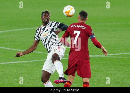 Poul Pogba de Manchesterlors de l'UEFA Europa League, demi-finale, 2ème match de football entre AS Roma et Manchester United le 6 mai 2021 au Stadio Olimpico à Rome, Italie - photo Federico Proietti / DPPI / LiveMedia Banque D'Images