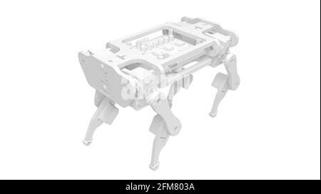 Rendu 3D d'une esquisse d'animal de robot comme un style isolé sur fond blanc Banque D'Images