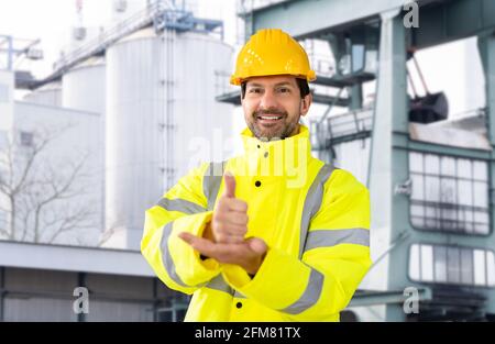 Langue des signes pour les personnes Sourdes. Ingénieur de construction Banque D'Images