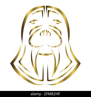 art de la ligne d'or de la tête de morse. Bon usage pour symbole, mascotte, icône, avatar, tatouage, T-shirt, logo ou tout autre motif que vous voulez. Illustration de Vecteur