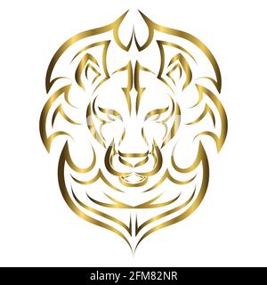 illustration de la ligne d'or de l'avant de la tête du lion. Il est signe de léo zodiaque. Bon usage pour symbole, mascotte, icône, avatar, tatouage, Motif, logo ou t-shirt Illustration de Vecteur