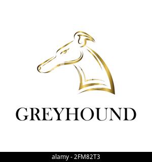 Art de la ligne d'or de la tête de chien Greyhound. Bon usage pour symbole, mascotte, icône, avatar, tatouage, T-shirt, logo ou tout autre motif que vous voulez. Illustration de Vecteur