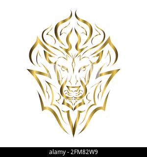 illustration de la ligne d'or de l'avant de la tête du lion. Il est signe de léo zodiaque. Bon usage pour symbole, mascotte, icône, avatar, tatouage, Motif, logo ou t-shirt Illustration de Vecteur