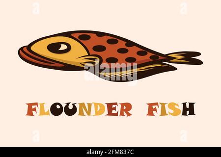 Illustration vectorielle sur fond blanc d'un poisson flet. Convient à la fabrication du logo. Illustration de Vecteur