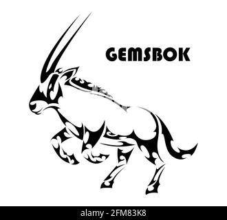 Illustration vectorielle d'un gemsbok levant deux jambes avant pour se préparer à courir. Il est robuste et puissant. Convient pour une utilisation dans les logos ou les décorations. Illustration de Vecteur