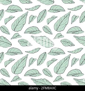 Motif sans couture avec feuilles d'art turquoise minimaliste et moderne Illustration de Vecteur