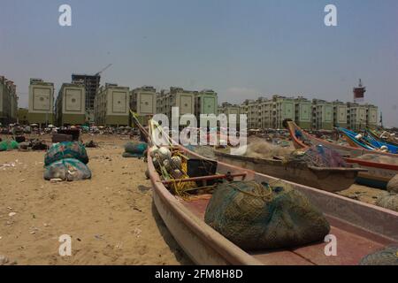 Communauté pauvre appartements de l'Estran Plage Immobilier à Chennai, Inde Banque D'Images