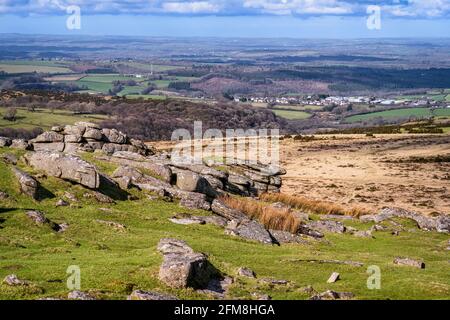 Belstone Tor, parc national de Dartmoor, Devon, Angleterre, Royaume-Uni Banque D'Images