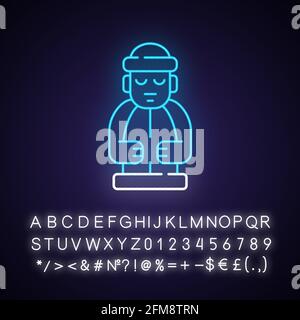 Jeju Island statues néon icône de lumière Illustration de Vecteur