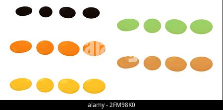 Ensemble de lentilles différentes isolées sur fond blanc. Illustration de grains noirs, jaunes, verts et bruns à vecteur de dessin animé. Illustration de Vecteur