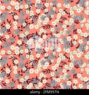 Magnifique motif rose sans couture avec de petites fleurs dans un style aquarelle. Illustration de Vecteur