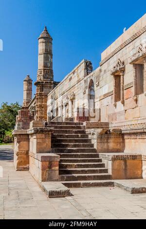 Murs de la mosquée Jami Masjid dans la ville historique de Champaner, État du Gujarat, Inde Banque D'Images