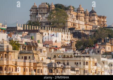 Palais de la ville à Udaipur, État du Rajasthan, Inde Banque D'Images