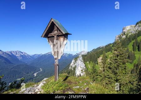 Vue de Pürschling dans le Graswangtal dans les Alpes d'Ammergau, Oberammergau, haute-Bavière, Bavière, sud de l'Allemagne, Allemagne, Europe centrale, Europe Banque D'Images